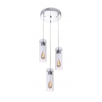 LAMPEX 614/3P | Deva Lampex függeszték lámpa 3x LED króm, borostyán, átlátszó
