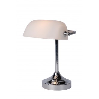 LUCIDE 17504/01/11 | BankerL Lucide asztali lámpa 30cm kapcsoló 1x E14 króm, fehér