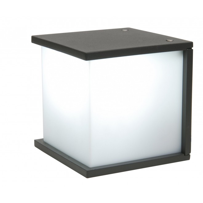 LUTEC 5184601118 | Box-Cube Lutec fali lámpa kocka 1x E27 IP44 antracit szürke, opál