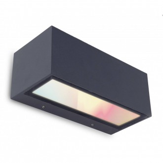 LUTEC 5189120118 | LUTEC-Connect-Gemini Lutec fali okos világítás téglatest hangvezérlés, szabályozható fényerő, állítható színhőmérséklet, színváltós, távirányítható 1x LED 900lm 2700 <-> 6500K IP54 sötétszürke, átlátszó
