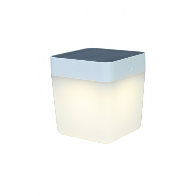 LUTEC 6908001331 | Table-Cube Lutec hordozható, asztali lámpa fényerőszabályzós érintőkapcsoló napelemes/szolár, szabályozható fényerő 1x LED 100lm 3000K IP44 fehér, opál