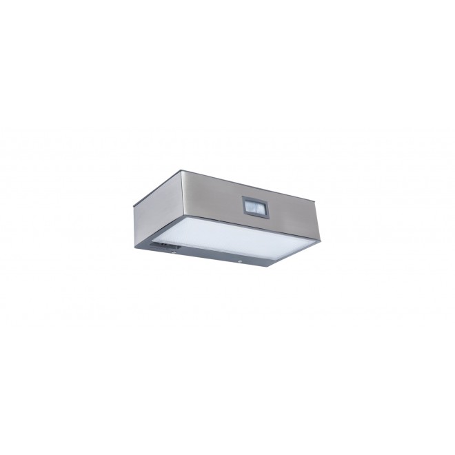 LUTEC 6908501308 | Brick-LU Lutec fali lámpa téglatest mozgásérzékelő, kapcsoló napelemes/szolár 1x LED 150lm 4000K IP44 nemesacél, rozsdamentes acél, átlátszó