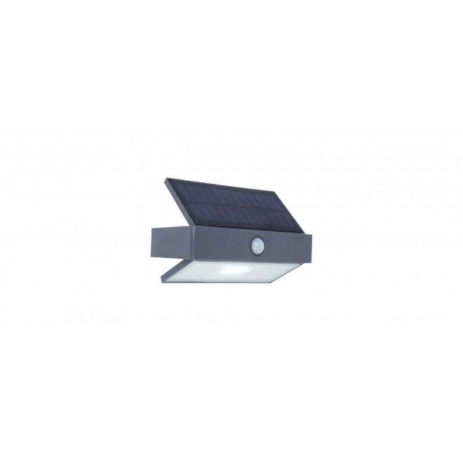 LUTEC 6910601335 | Arrow-LU Lutec falikar lámpa mozgásérzékelő, kapcsoló napelemes/szolár 1x LED 180lm 5000K IP44 antracit szürke, átlátszó