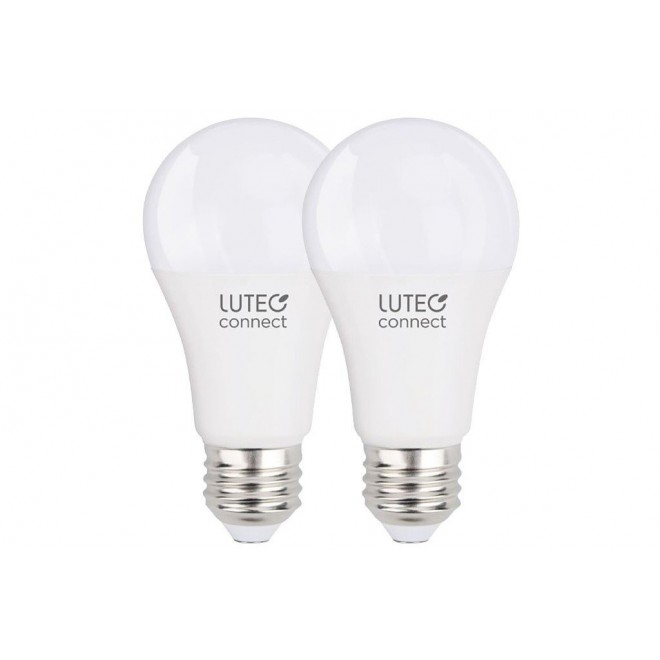 LUTEC 8731002316 | E27 9,2W Lutec normál A60 LED fényforrás okos világítás 750lm 2700 <-> 6500K hangvezérlés, szabályozható fényerő, állítható színhőmérséklet, színváltós, távirányítható, 2 darabos szett távirányító