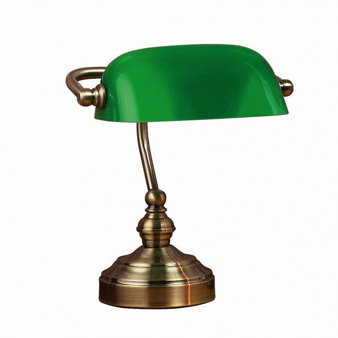 MARKSLOJD 105930 | Bankers Markslojd asztali lámpa 25cm vezeték kapcsoló 1x E14 antikolt réz, zöld