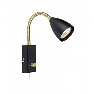 MARKSLOJD 106589 | Ciro Markslojd spot lámpa fényerőszabályzós kapcsoló flexibilis, szabályozható fényerő 1x GU10 sárgaréz, fekete