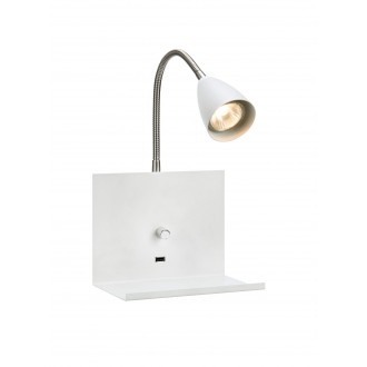 MARKSLOJD 107140 | Logi Markslojd falikar lámpa fényerőszabályzós kapcsoló szabályozható fényerő, USB csatlakozó 1x GU10 fehér, króm
