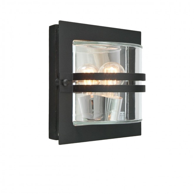 NORLYS 650B | Bern Norlys fali lámpa 1x E27 IP54 fekete, átlátszó