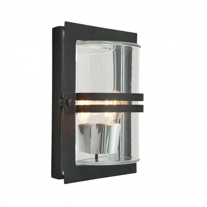 NORLYS 660B | Basel Norlys fali lámpa 1x E27 IP54 fekete, átlátszó