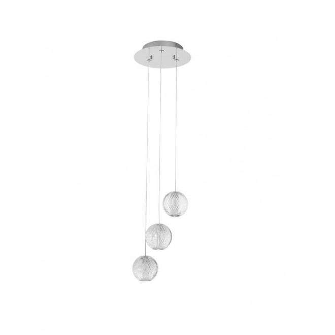 NOVA LUCE 9186909 | Brillante-NL Nova Luce függeszték lámpa - TRIAC szabályozható fényerő, rövidíthető vezeték 1x LED 665lm 3200K króm, átlátszó, kristály