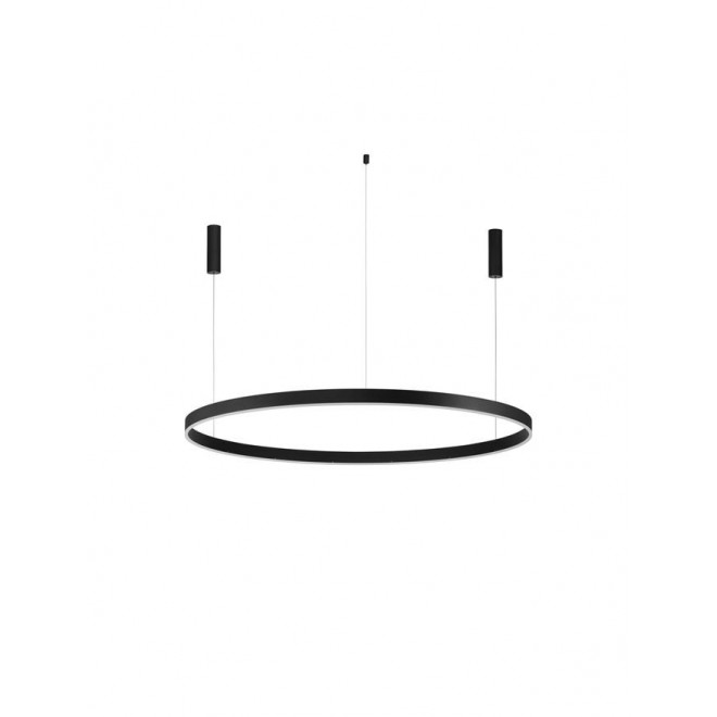 NOVA LUCE 9530222 | Motif Nova Luce függeszték lámpa kerek szabályozható fényerő, állítható színhőmérséklet, távirányítható, rövidíthető vezeték 1x LED 6000lm 2700 <-> 6000K matt fekete, opál