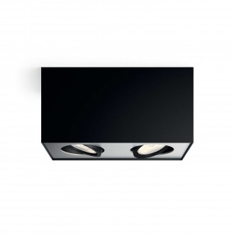 PHILIPS 50492/30/P0 | Box Philips mennyezeti WarmGlow lámpa négyszögletes szabályozható fényerő, elforgatható fényforrás 2x LED 1000lm 2200 <-> 6500K fekete, szürke