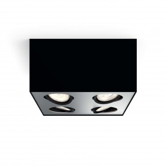 PHILIPS 50494/30/P0 | Box Philips mennyezeti WarmGlow lámpa négyszögletes szabályozható fényerő, elforgatható fényforrás 4x LED 2000lm 2200 <-> 6500K fekete, szürke