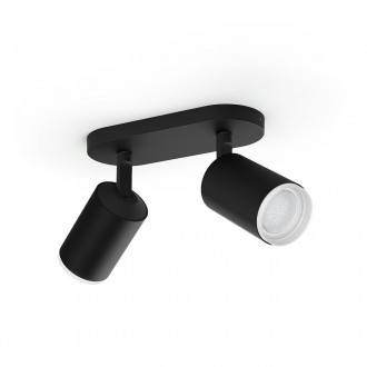 PHILIPS 50632/30/P7 | PHILIPS-hue-Fugato Philips spot hue okos világítás kerek szabályozható fényerő, színváltós, állítható színhőmérséklet, Bluetooth 2x GU10 700lm 2200 <-> 6500K fekete