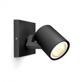 PHILIPS 8719514338326 | PHILIPS-hue-Runner Philips spot hue DIM hordozható kapcsoló + hue okos világítás kerek távirányító szabályozható fényerő, állítható színhőmérséklet, Bluetooth 1x GU10 350lm 2200 <-> 6500K fekete