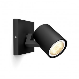 PHILIPS 8719514338364 | PHILIPS-hue-Runner Philips spot hue okos világítás kerek szabályozható fényerő, állítható színhőmérséklet, Bluetooth 1x GU10 350lm 2200 <-> 6500K fekete