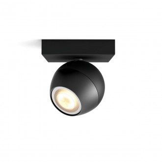 PHILIPS 8719514339200 | PHILIPS-hue-Buckram Philips spot hue okos világítás kerek szabályozható fényerő, állítható színhőmérséklet, Bluetooth 1x GU10 350lm 2200 <-> 6500K fekete