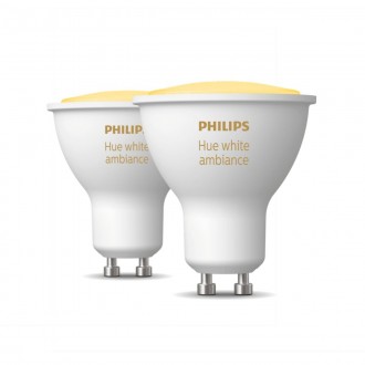 PHILIPS 8719514340121 | GU10 4,3W -> 50W Philips spot LED fényforrás hue okos világítás 350lm 2200 <-> 6500K szabályozható fényerő, állítható színhőmérséklet, Bluetooth, 2 darabos szett CRI>80