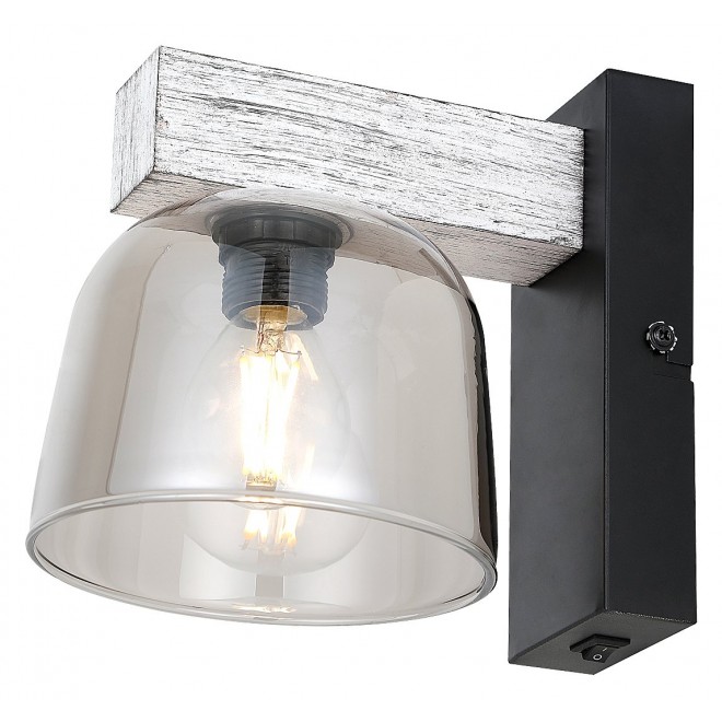 RABALUX 3081 | Cardamon Rabalux falikar lámpa kapcsoló 1x E14 matt fekete, ezüst, füst