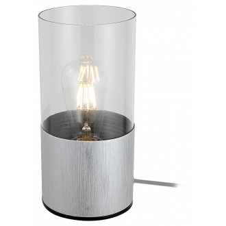 RABALUX 3153 | Zelkova Rabalux asztali lámpa 25cm vezeték kapcsoló vezetékkel, villásdugóval elátott 1x E27 csiszolt alumínium, áttetsző