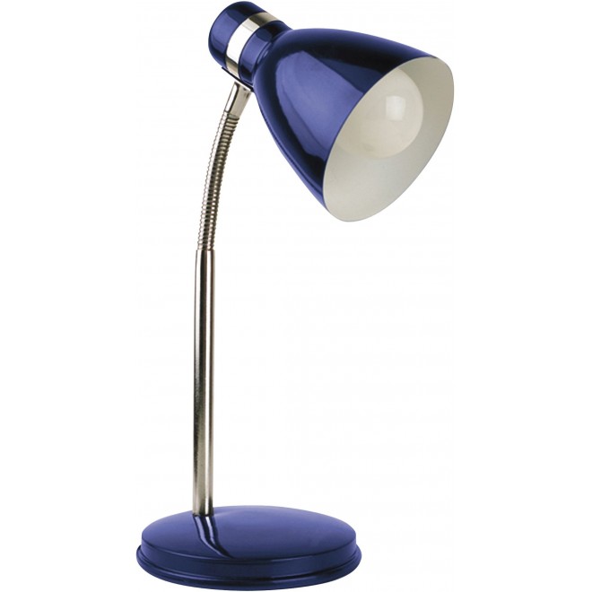RABALUX 4207 | Patric Rabalux asztali lámpa 32cm vezeték kapcsoló flexibilis 1x E14 kék, króm