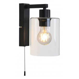 RABALUX 5077 | Miroslaw Rabalux falikar lámpa húzókapcsoló 1x E27 fekete, átlátszó