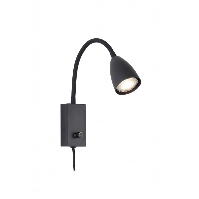 RABALUX 6719 | Mika-RA Rabalux spot lámpa kapcsoló elforgatható alkatrészek, vezetékkel, villásdugóval elátott 1x GU10 fekete