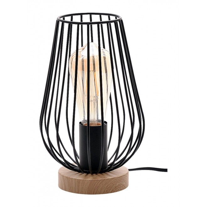 RABALUX 6915 | Gremio Rabalux asztali lámpa 24,5cm vezeték kapcsoló vezetékkel, villásdugóval elátott 1x E27 bükk, fekete