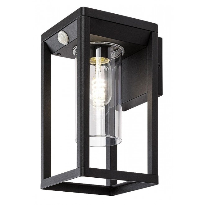 RABALUX 77086 | Zernest Rabalux falikar lámpa mozgásérzékelő, fényérzékelő szenzor - alkonykapcsoló 1x E27 IP54 fekete, átlátszó