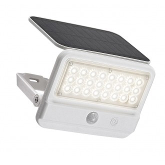RABALUX 77090 | Flaxton Rabalux falikar lámpa mozgásérzékelő, fényérzékelő szenzor - alkonykapcsoló napelemes/szolár, elforgatható alkatrészek 1x LED 700lm 4000K IP54 fehér, átlátszó, fekete