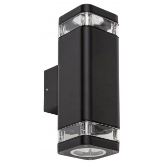 RABALUX 7956 | Sintra-RA Rabalux falikar lámpa téglatest 2x GU10 IP44 matt fekete, átlátszó
