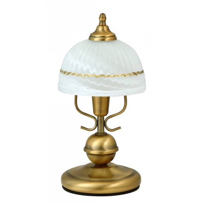 RABALUX 8812 | Flossi Rabalux asztali lámpa 32cm vezeték kapcsoló 1x E14 bronz, fehér alabástrom