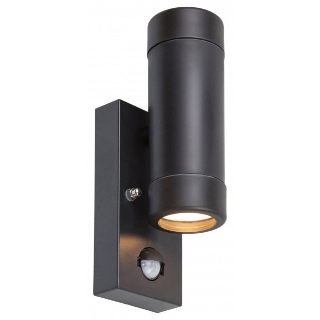 RABALUX 8835 | Medina-RA Rabalux falikar lámpa mozgásérzékelő UV álló műanyag 2x GU10 IP44 UV matt fekete