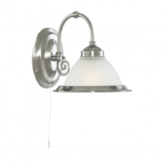 SEARCHLIGHT 1041-1 | American-Diner Searchlight falikar lámpa húzókapcsoló 1x E27 szatén ezüst, fehér, opál