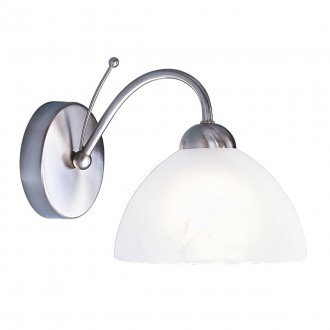 SEARCHLIGHT 1131-1SS | Milanese Searchlight falikar lámpa 1x E14 szatén ezüst, alabástrom