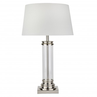 SEARCHLIGHT EU5141SS | Pedestal Searchlight asztali lámpa 62cm kapcsoló 1x E27 szatén ezüst, átlátszó, krémszín