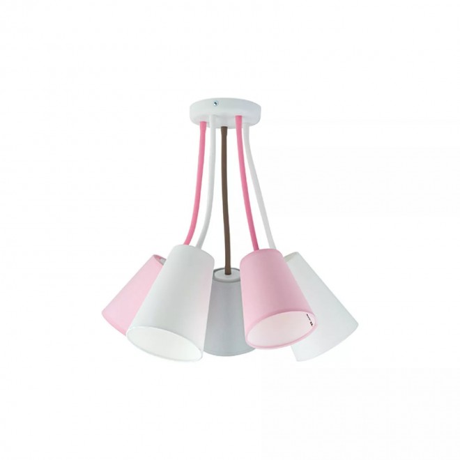TK LIGHTING 6025 | Wire-TK Tk Lighting mennyezeti lámpa 5x E27 fehér, szürke, rózsaszín