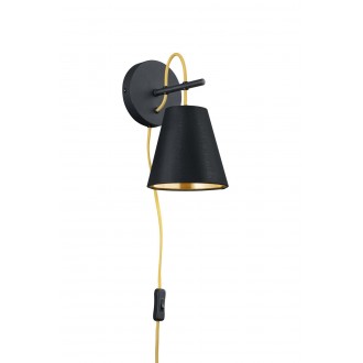 TRIO 207500179 | Andreus Trio falikar lámpa vezeték kapcsoló 1x E14 matt fekete, arany