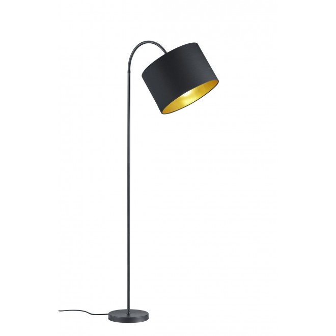 TRIO 408290179 | Hostel Trio álló lámpa 160cm vezeték kapcsoló flexibilis 1x E27 matt fekete, arany