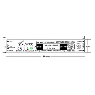 VIOKEF 4182200 | Strip Viokef rendszerelem - LED tápegység 20W 24V alkatrész IP66