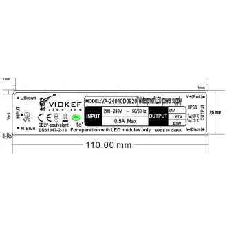 VIOKEF 4182300 | Strip Viokef rendszerelem - LED tápegység 40W 24V alkatrész IP66