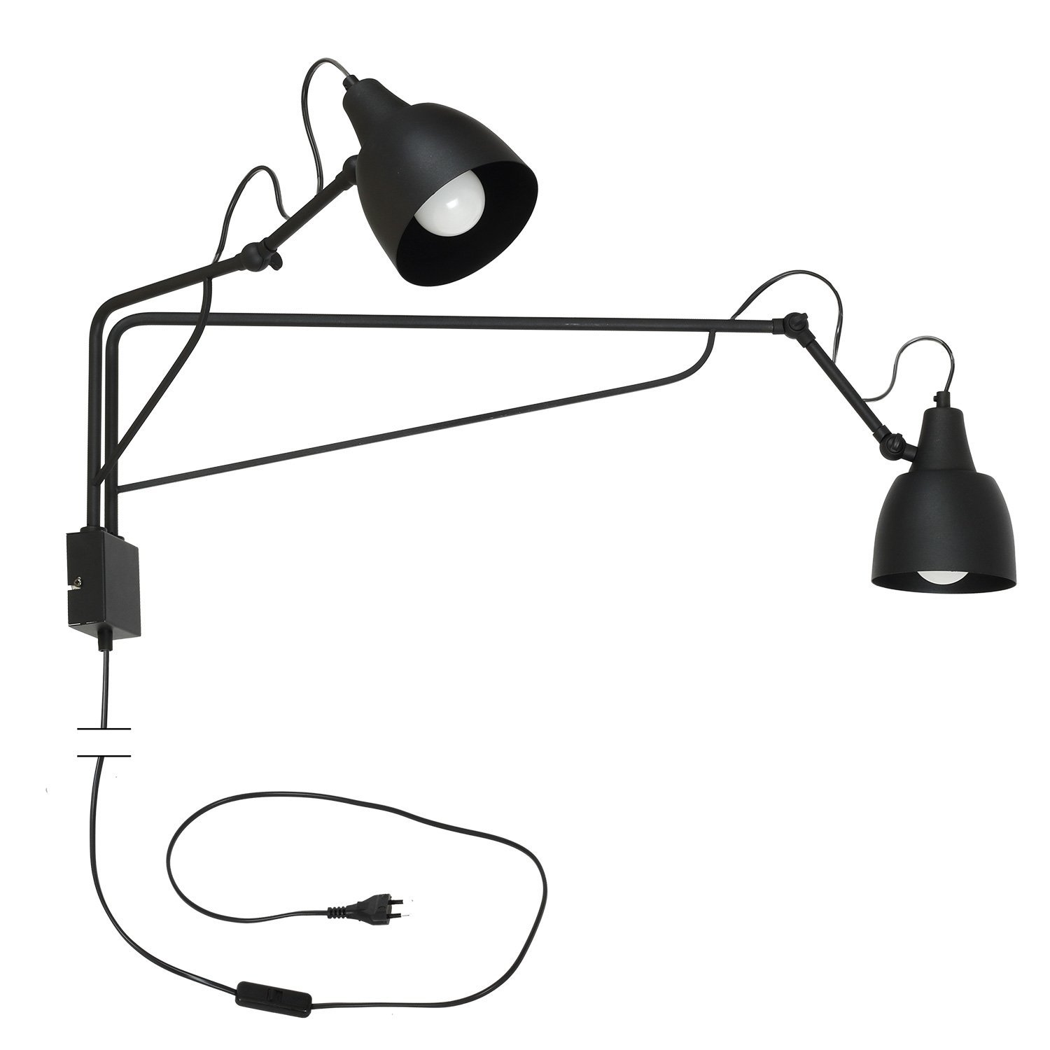 Image of ALDEX 1002D1 | Soho-AL Aldex falikar lámpa vezeték kapcsoló elforgatható alkatrészek 2x E27 fekete